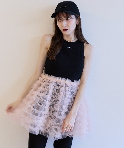 HONEY MI スカート 「ZOZO限定」tulle tiered mini skirt