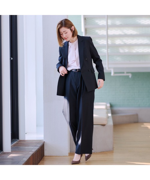 AOYAMA(アオヤマ)の「【洗える・ストレッチ・防シワ】定番!黒無地ダブルジャケット|オフィス&通勤&入卒&オケージョン|セットアップ着用可・大きいサイズあり|(スーツジャケット・レディース・ブラック・9号/11号/13号/15号/7号/5号/17号)」の5枚目の写真