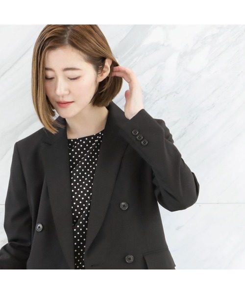 AOYAMA(アオヤマ)の「【洗える・ストレッチ・防シワ】定番!黒無地ダブルジャケット|オフィス&通勤&入卒&オケージョン|セットアップ着用可・大きいサイズあり|(スーツジャケット・レディース・ブラック・9号/11号/13号/15号/7号/5号/17号)」の8枚目の写真