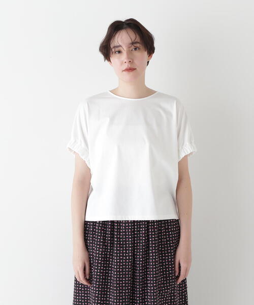 human woman（ヒューマンウーマン）の「◆ハイゲージプレーティング天竺プルオーバー（Tシャツ/カットソー・レディース・ホワイト/ブルー・MEDIUM）」の11枚目の写真