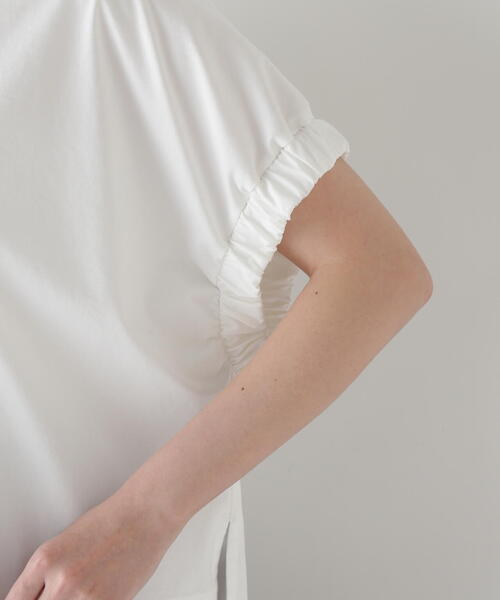 human woman（ヒューマンウーマン）の「◆ハイゲージプレーティング天竺プルオーバー（Tシャツ/カットソー・レディース・ホワイト/ブルー・MEDIUM）」の15枚目の写真