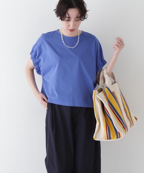 human woman（ヒューマンウーマン）の「◆ハイゲージプレーティング天竺プルオーバー（Tシャツ/カットソー・レディース・ホワイト/ブルー・MEDIUM）」の20枚目の写真