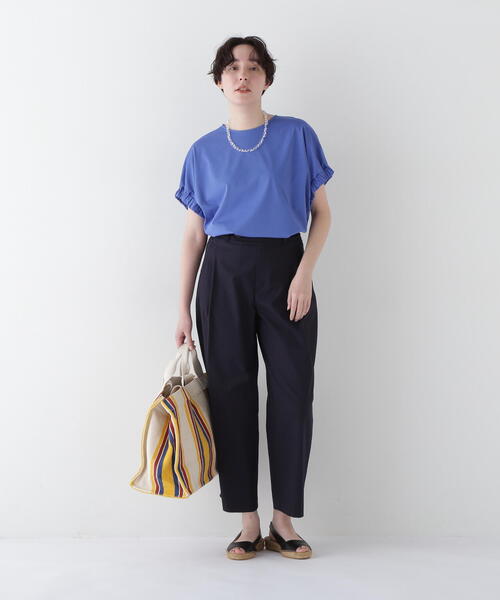 human woman（ヒューマンウーマン）の「◆ハイゲージプレーティング天竺プルオーバー（Tシャツ/カットソー・レディース・ホワイト/ブルー・MEDIUM）」の21枚目の写真