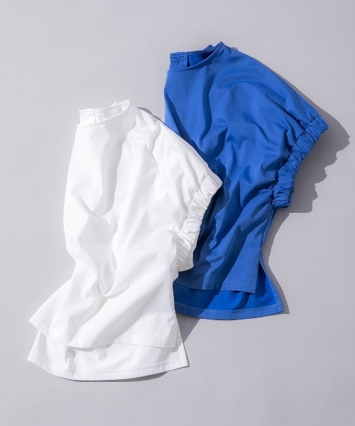 human woman（ヒューマンウーマン）の「◆ハイゲージプレーティング天竺プルオーバー（Tシャツ/カットソー・レディース・ホワイト/ブルー・MEDIUM）」の2枚目の写真