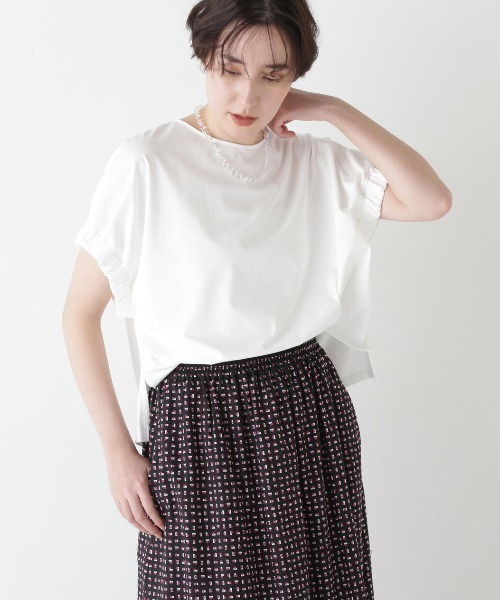 human woman（ヒューマンウーマン）の「◆ハイゲージプレーティング天竺プルオーバー（Tシャツ/カットソー・レディース・ホワイト/ブルー・MEDIUM）」の5枚目の写真