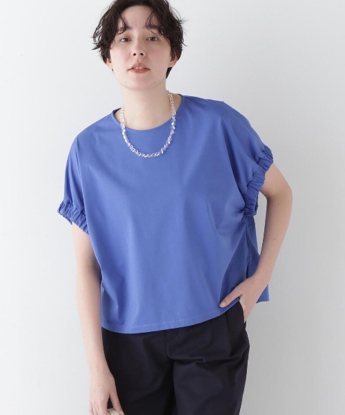 human woman（ヒューマンウーマン）の「◆ハイゲージプレーティング天竺プルオーバー（Tシャツ/カットソー・レディース・ホワイト/ブルー・MEDIUM）」の7枚目の写真