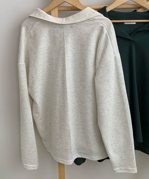 NANAHACHI(ナナハチ)の「オーバーサイズ ポロスウェット(Tシャツ/カットソー・レディース・オートミール/ブラック/ダークグリーン・FREE)」の5枚目の写真