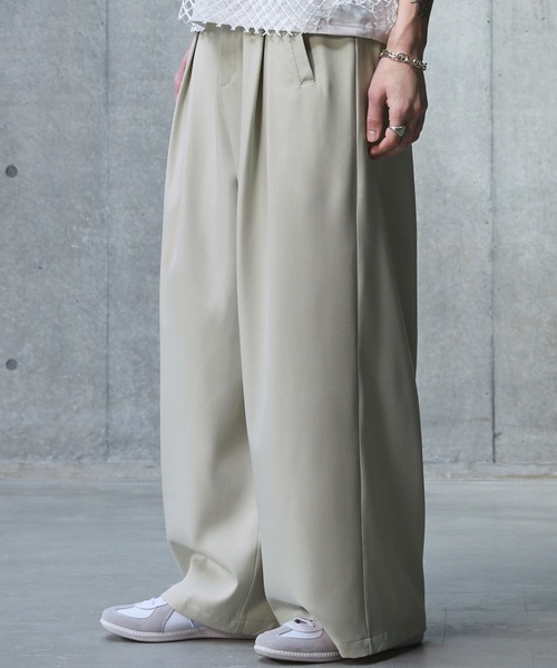 ANEDIST(アンディスト)の「ボックスタックワイドストレートパンツ(スラックス・メンズ・グリーン/ベージュ/ブラック・M/L)」の14枚目の写真