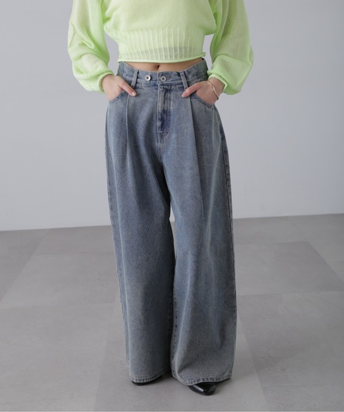 FREE'S MART（フリーズマート）の「◆クリンクル加工タックワイドデニム（その他パンツ・レディース・ダークネイビー/ブルー系その他5・SMALL/MEDIUM）」の9枚目の写真