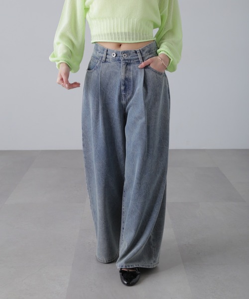 FREE'S MART（フリーズマート）の「◆クリンクル加工タックワイドデニム（その他パンツ・レディース・ダークネイビー/ブルー系その他5・SMALL/MEDIUM）」の10枚目の写真