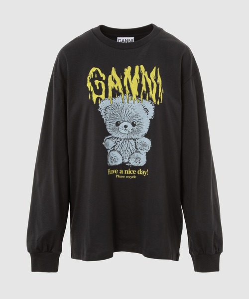 国内発送☆GANNI☆Basic Cotton TEDDY Long Sleeve T-shirt/BL セール】Basic Cotton TEDDY Long Sleeve（Tシャツ/カットソー
