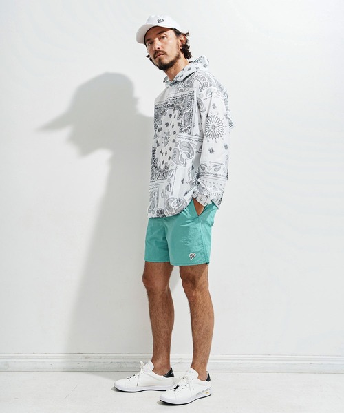 1minute 1second(ワンミニットワンセカンド)の「mp13521-heart patch shrink nylon swim shorts ナイロンショートパンツ(その他パンツ・メンズ・ブルー系その他/ブラック×ホワイト/ローズ/ブラック×ピンク・S/M/L/XL)」の7枚目の写真