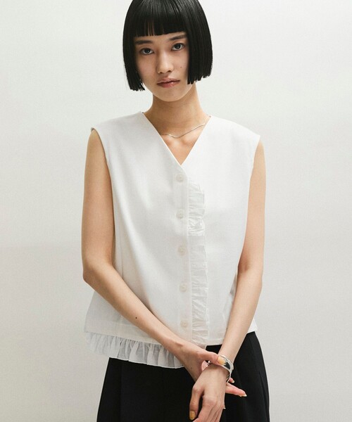 【WEB限定】ラッフルコンビスリーブレストップス