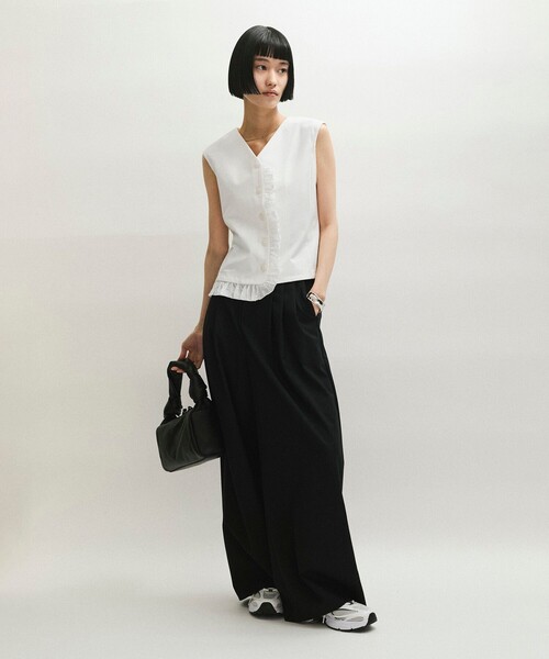 【WEB限定】ラッフルコンビスリーブレストップス ADAM ET ROPE'｜【WEB限定】ラッフルコンビスリーブレストップス