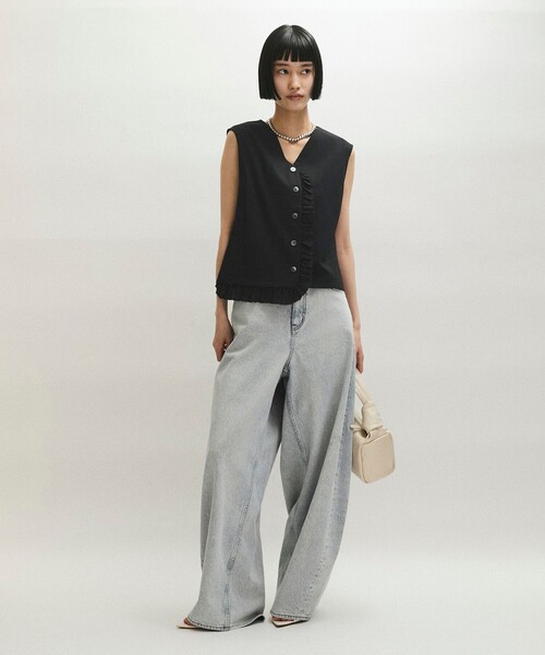 【WEB限定】ラッフルコンビスリーブレストップス ADAM ET ROPÉ FEMME(アダム エ ロペ ファム) / 【WEB限定