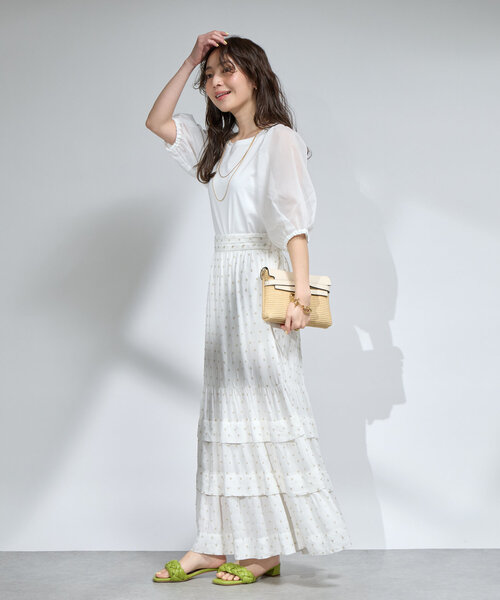 La boutique BonBon(ラブティックボンボン)の「【お上品カットソー】シアーボリュームスリーブカットソー(Tシャツ/カットソー・レディース・ホワイト/ブラック/サックスブルー・FREE)」の7枚目の写真