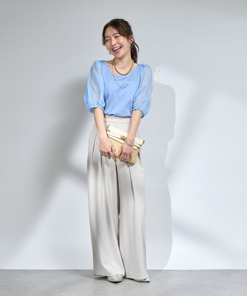 La boutique BonBon(ラブティックボンボン)の「【お上品カットソー】シアーボリュームスリーブカットソー(Tシャツ/カットソー・レディース・ホワイト/ブラック/サックスブルー・FREE)」の16枚目の写真