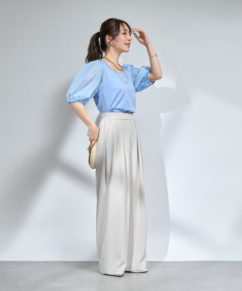 La boutique BonBon(ラブティックボンボン)の「【お上品カットソー】シアーボリュームスリーブカットソー(Tシャツ/カットソー・レディース・ホワイト/ブラック/サックスブルー・FREE)」の15枚目の写真