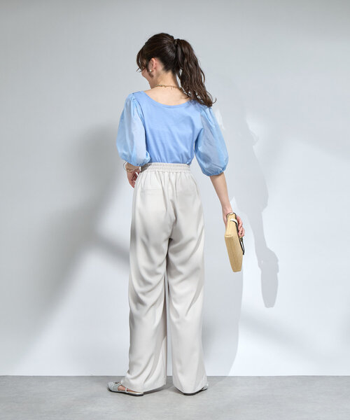 La boutique BonBon(ラブティックボンボン)の「【お上品カットソー】シアーボリュームスリーブカットソー(Tシャツ/カットソー・レディース・ホワイト/ブラック/サックスブルー・FREE)」の13枚目の写真