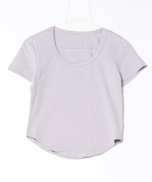 Lace Ladies(レースレディース)の「ラウンドネック ベーシック 半袖 Tシャツ トップス(Tシャツ/カットソー・レディース・パープル/ホワイト/ピンク/アイボリー/ブラック/ブルー/グレー・FREE)」の19枚目の写真