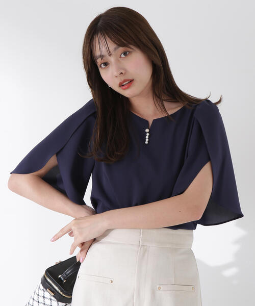 【GUMZZI】フレアスリーブブラウス×パンツセットアップto28798 Clease[クリーズ] CDトロピカルフレアスリーブプルオーバー