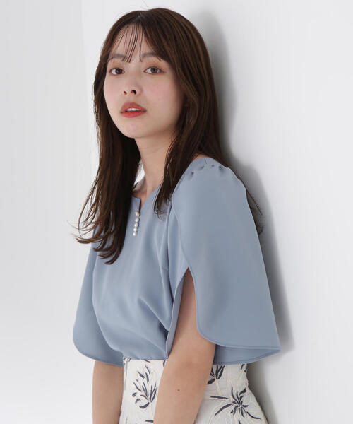 PROPORTION BODY DRESSING（プロポーションボディドレッシング）の「ビジューフレアスリーブブラウス / 1215110901（シャツ/ブラウス・レディース・ブルー/ホワイト系その他/ネイビー・SMALL/MEDIUM）」の11枚目の写真