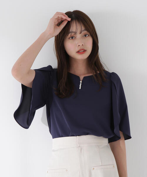 PROPORTION BODY DRESSING（プロポーションボディドレッシング）の「ビジューフレアスリーブブラウス / 1215110901（シャツ/ブラウス・レディース・ブルー/ホワイト系その他/ネイビー・SMALL/MEDIUM）」の17枚目の写真