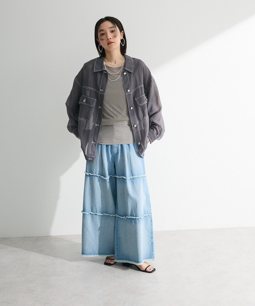 Sugar spoon（シュガースプーン）の「・SUGAR SPOON ティアードデニムパンツ（デニムパンツ・レディース・ブラック/インディゴブルー・FREE）」の10枚目の写真