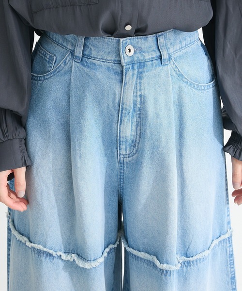 Sugar spoon（シュガースプーン）の「・SUGAR SPOON ティアードデニムパンツ（デニムパンツ・レディース・ブラック/インディゴブルー・FREE）」の12枚目の写真