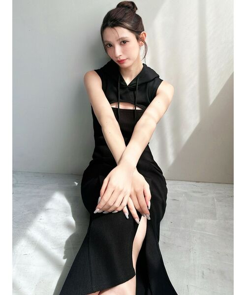 カジュアル ワンピース ロング Tシャツ カットアウト lwca092.jpg