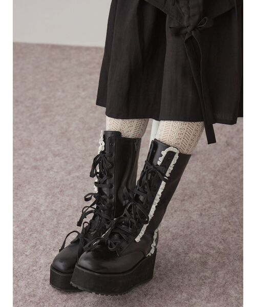 merry jenny（メリージェニー）の「ribbonレースアップブーツ（ブーツ・レディース・ブラウン/ブラック・MEDIUM/LARGE）」の5枚目の写真