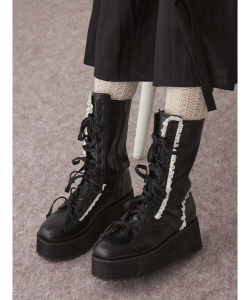 merry jenny（メリージェニー）の「ribbonレースアップブーツ（ブーツ・レディース・ブラウン/ブラック・MEDIUM/LARGE）」の4枚目の写真