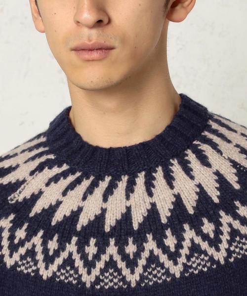 green label relaxing（グリーンレーベルリラクシング）の「W/NY CIRCLE/JQ C/N 3G　ニット◆（ニット/セーター・メンズ・ホワイト/ネイビー・X-LARGE/MEDIUM/SMALL/LARGE）」の10枚目の写真