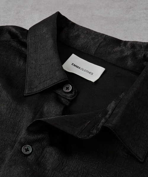 トルネードマート　シワ加工シャドーローズブラックドレスシャツ トルネードマート シワ加工シャドーローズブラックドレスシャツ