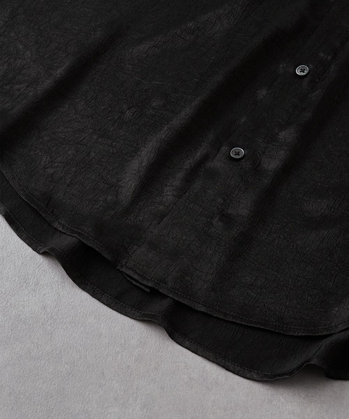 EMMA CLOTHES(エマクローズ)の「オーバーサイズ シワ加工ドレープ レギュラーカラー半袖シャツ(シャツ/ブラウス・メンズ・ダークネイビー/チャコール/ブラック・M/L)」の15枚目の写真