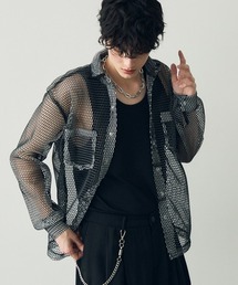 Shoowtime（ショウタイム）の「Mesh design sheer long sleeve shirt / メッシュデザインシアーロングスリーブシャツ（シャツ/ブラウス・メンズ）」