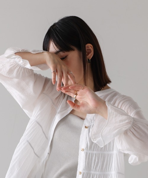 Bou Jeloud（ブージュルード）の「シアーギャザーブラウス（シャツ/ブラウス・レディース・ブルー/ブラック/ブラウン/オフホワイト・FREE）」の9枚目の写真