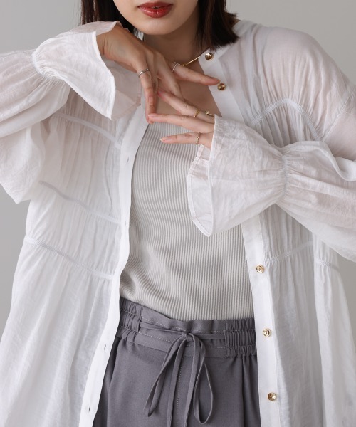 Bou Jeloud（ブージュルード）の「シアーギャザーブラウス（シャツ/ブラウス・レディース・ブルー/ブラック/ブラウン/オフホワイト・FREE）」の13枚目の写真