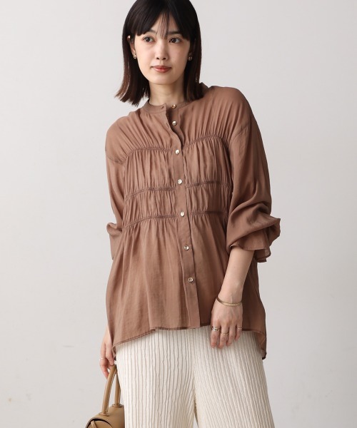 Bou Jeloud（ブージュルード）の「シアーギャザーブラウス（シャツ/ブラウス・レディース・ブルー/ブラック/ブラウン/オフホワイト・FREE）」の16枚目の写真