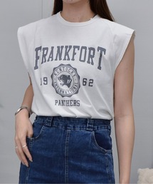 【spiritoso】FRANKFORTプリントノースリーブTシャツ