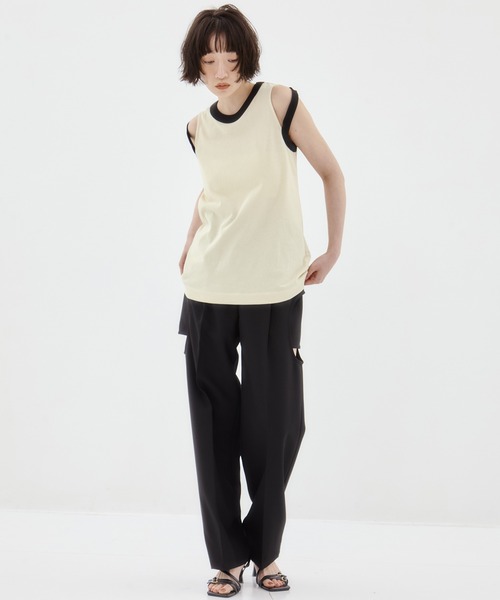 CINOH（チノ）の「【CINOH/チノ】《STUDIOUS別注》RINGER TANK TOP/リンガータンクトップ（タンクトップ・レディース・ブラック系その他/ブラック/キナリ/ホワイト・36）」の22枚目の写真
