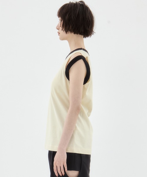 CINOH（チノ）の「【CINOH/チノ】《STUDIOUS別注》RINGER TANK TOP/リンガータンクトップ（タンクトップ・レディース・ブラック系その他/ブラック/キナリ/ホワイト・36）」の17枚目の写真