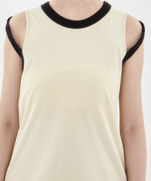 CINOH（チノ）の「【CINOH/チノ】《STUDIOUS別注》RINGER TANK TOP/リンガータンクトップ（タンクトップ・レディース・ブラック系その他/ブラック/キナリ/ホワイト・36）」の15枚目の写真