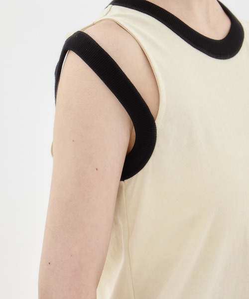 CINOH（チノ）の「【CINOH/チノ】《STUDIOUS別注》RINGER TANK TOP/リンガータンクトップ（タンクトップ・レディース・ブラック系その他/ブラック/キナリ/ホワイト・36）」の13枚目の写真