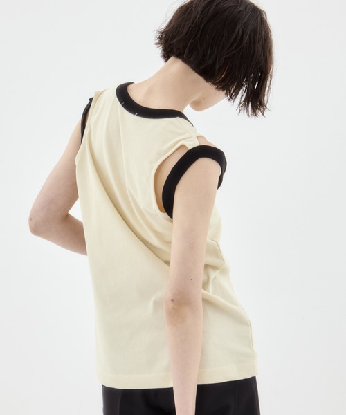 CINOH（チノ）の「【CINOH/チノ】《STUDIOUS別注》RINGER TANK TOP/リンガータンクトップ（タンクトップ・レディース・ブラック系その他/ブラック/キナリ/ホワイト・36）」の19枚目の写真