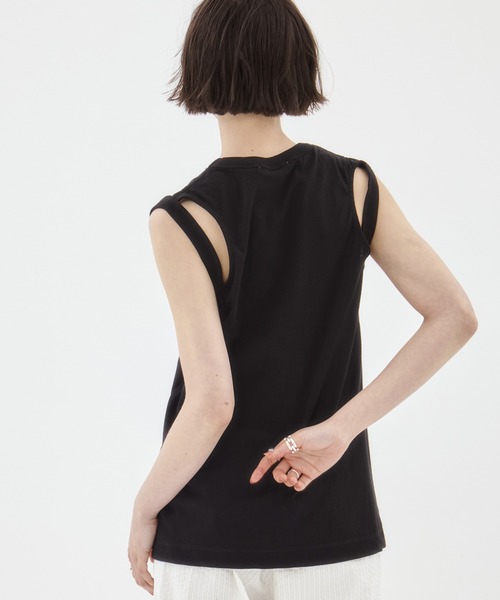 CINOH（チノ）の「【CINOH/チノ】《STUDIOUS別注》RINGER TANK TOP/リンガータンクトップ（タンクトップ・レディース・ブラック系その他/ブラック/キナリ/ホワイト・36）」の8枚目の写真