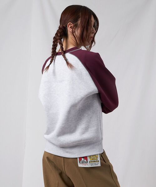 BEN DAVIS(ベンデイビス)の「【BEN DAVIS(ベンデイビス)】CENTER LOGO RAGLAN CREW (70's FIT) / スウェット ラグラン クルーネック 刺繍 裏起毛(スウェット・メンズ・バーガンディー/ブラック/アッシュグレー/ブルーグレー・X-LARGE/LARGE/MEDIUM)」の8枚目の写真