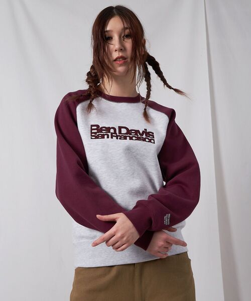 BEN DAVIS(ベンデイビス)の「【BEN DAVIS(ベンデイビス)】CENTER LOGO RAGLAN CREW (70's FIT) / スウェット ラグラン クルーネック 刺繍 裏起毛(スウェット・メンズ・バーガンディー/ブラック/アッシュグレー/ブルーグレー・X-LARGE/LARGE/MEDIUM)」の9枚目の写真