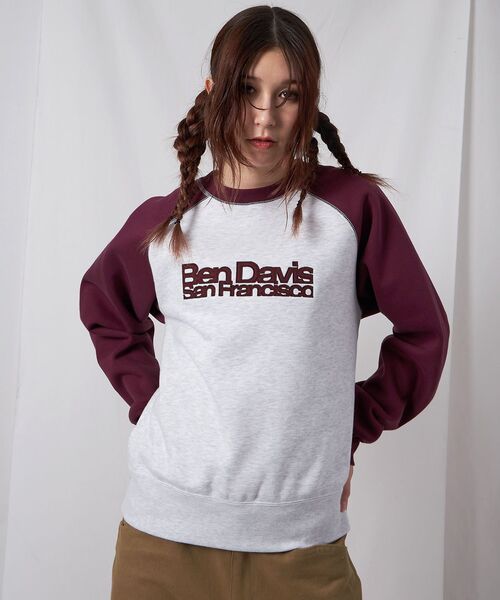 BEN DAVIS(ベンデイビス)の「【BEN DAVIS(ベンデイビス)】CENTER LOGO RAGLAN CREW (70's FIT) / スウェット ラグラン クルーネック 刺繍 裏起毛(スウェット・メンズ・バーガンディー/ブラック/アッシュグレー/ブルーグレー・X-LARGE/LARGE/MEDIUM)」の10枚目の写真