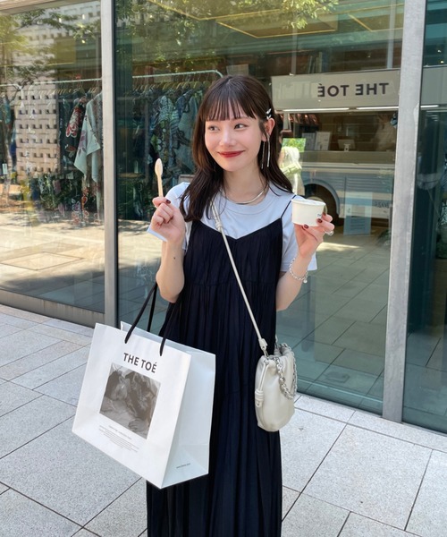 hinari ワッシャーティアードキャミワンピース　ブラック　フリー hinari（ヒナリ）の「ワッシャーティアードキャミワンピース
